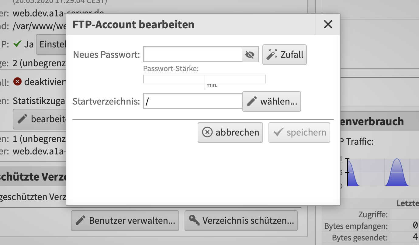 FTP-Account das Passwort in LiveConfig ändern per Zufall oder Selbsterwählt