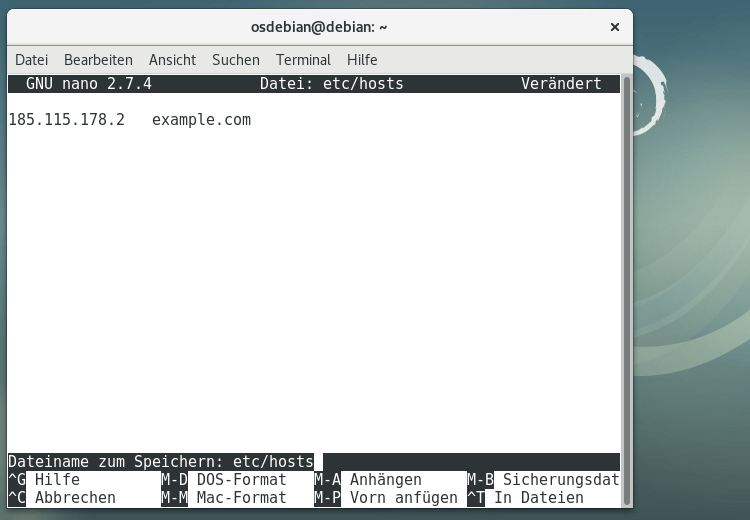 Hosts-Datei in Debian